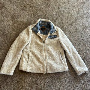 Pendleton Fur Fleece Zip Sweater Cream Women Size Medium